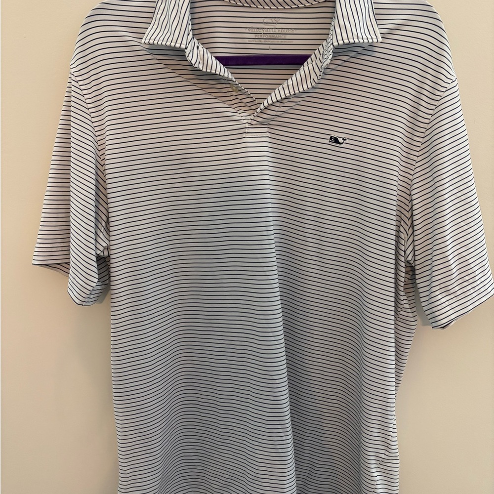 Vineyard Vines Black and White Striped Polo Shirt